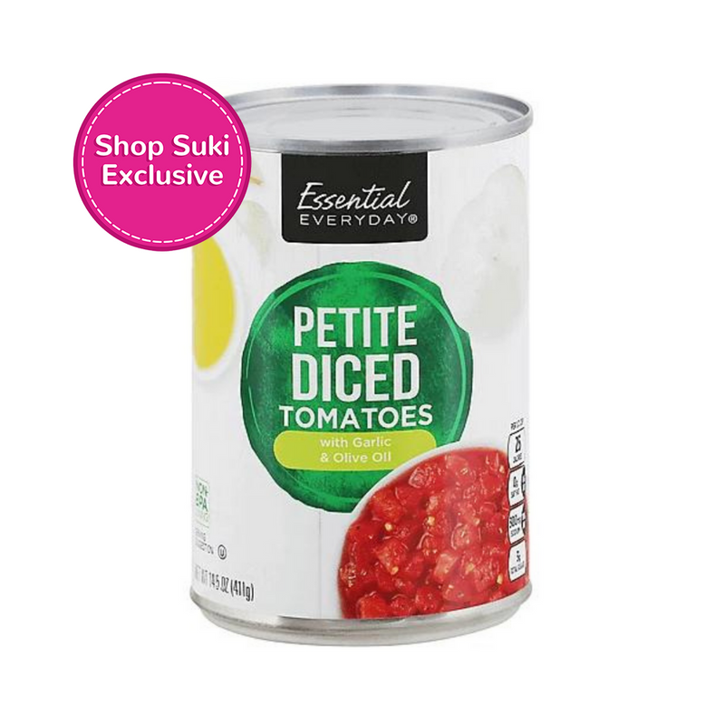 Essential Everyday Petite Diced Tomatoes With Garlic And Olive Oil 411g