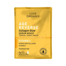 Luxe Organix Age Reverse Collagen Glow Serum Boost Tencel Sheet Mask 25ml
