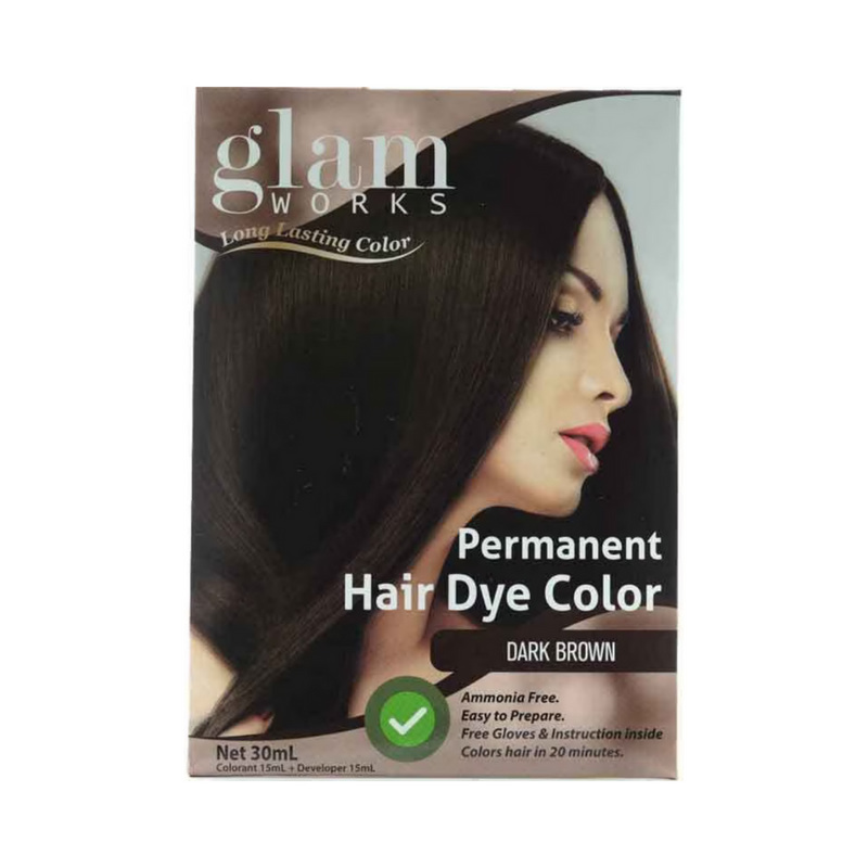 Glamworks Permanent Hair Dye Color Dark Brown 30ml
