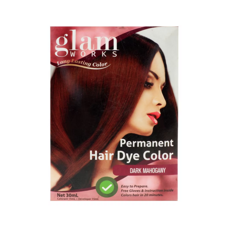 Glamworks Permanent Dark Mahogany Hair Dye Color 30ml