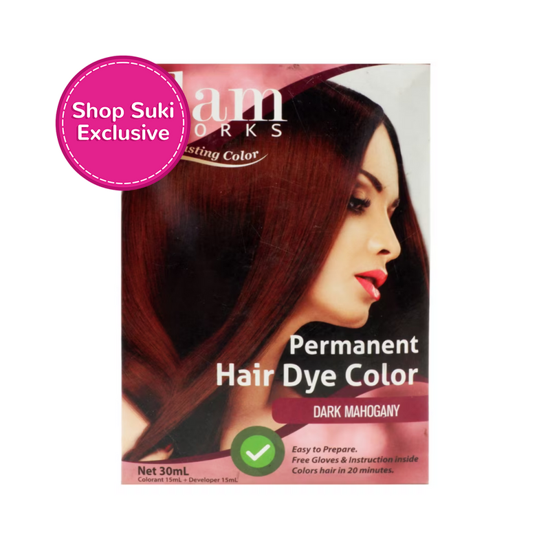 Glamworks Permanent Dark Mahogany Hair Dye Color 30ml