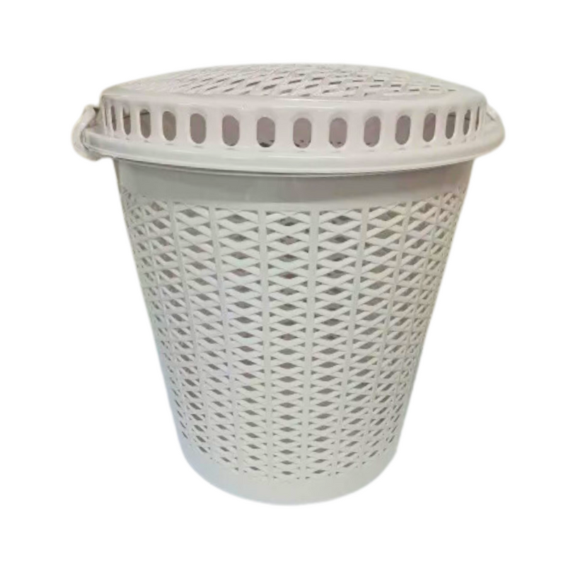 Ideal Living Round Laundry Basket With Cover Beige