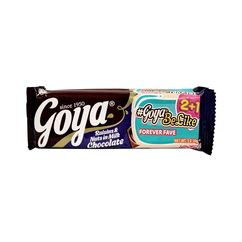 Goya Bar Raisin And Nuts Milk Chocolate 30g 2's + 1