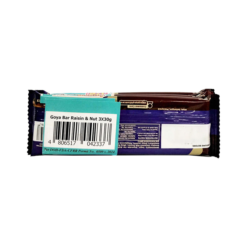 Goya Bar Raisin And Nuts Milk Chocolate 30g 2's + 1