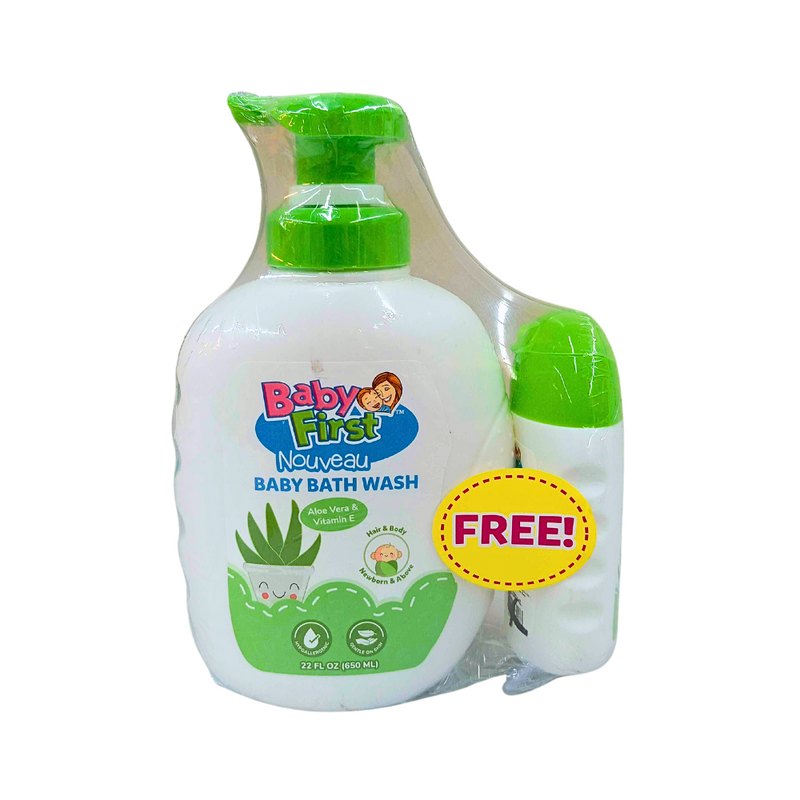 Baby First Nouveau Baby Bath Wash Aloe Vera & Vitamin E 650ml Free 110ml