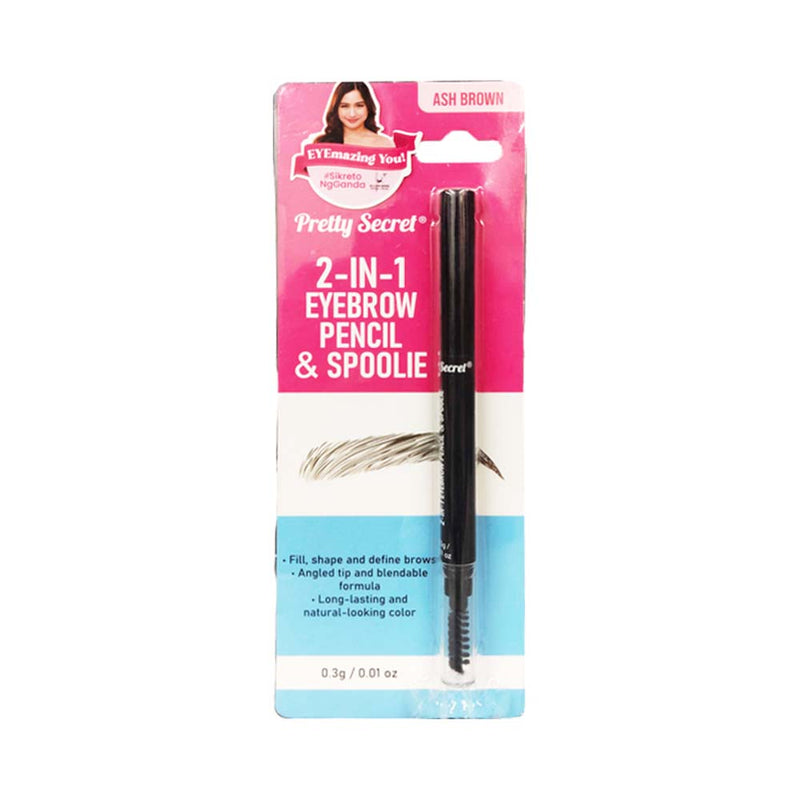 Pretty Secret 2-in-1 Eyebrow Pencil And Spoolie Ash Brown 0.3g