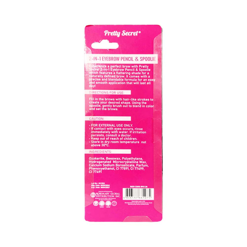 Pretty Secret 2-in-1 Eyebrow Pencil And Spoolie Ash Brown 0.3g