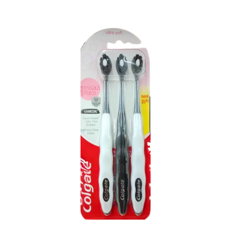 Colgate Toothbrush Cushion Clean Charcoal 3's