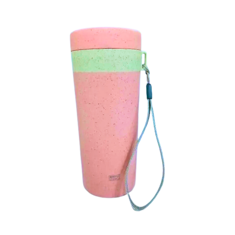 Wheat Straw Plastic Water Bottle With Sling Pink