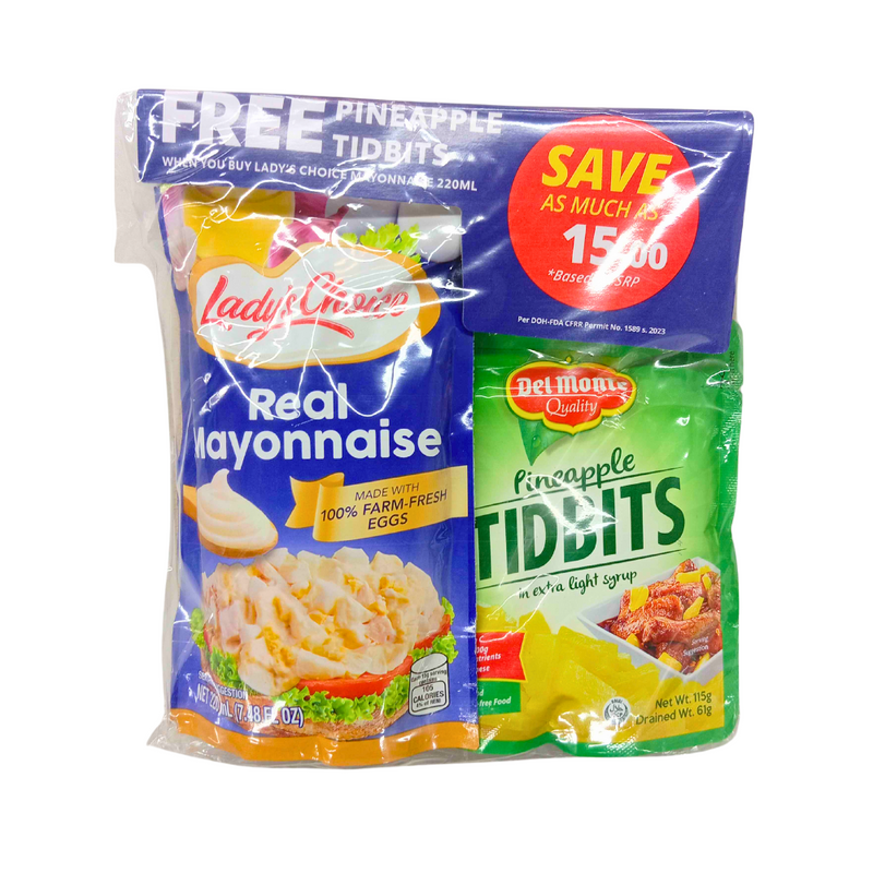 Lady's Choice Mayonnaise Doy Pack 220ml + Pineapple Tidbits 115g