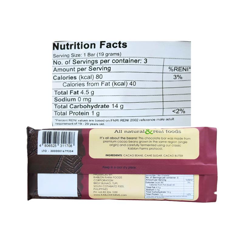 Kablon Farms Dark Chocolate Bar 48g