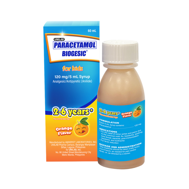 Biogesic Paracetamol 120mg/5ml Syrup Orange 60ml