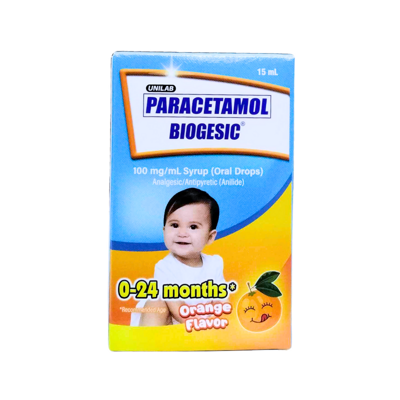 Biogesic Paracetamol 100mg/ml Orange Syrup Oral Drops 15ml