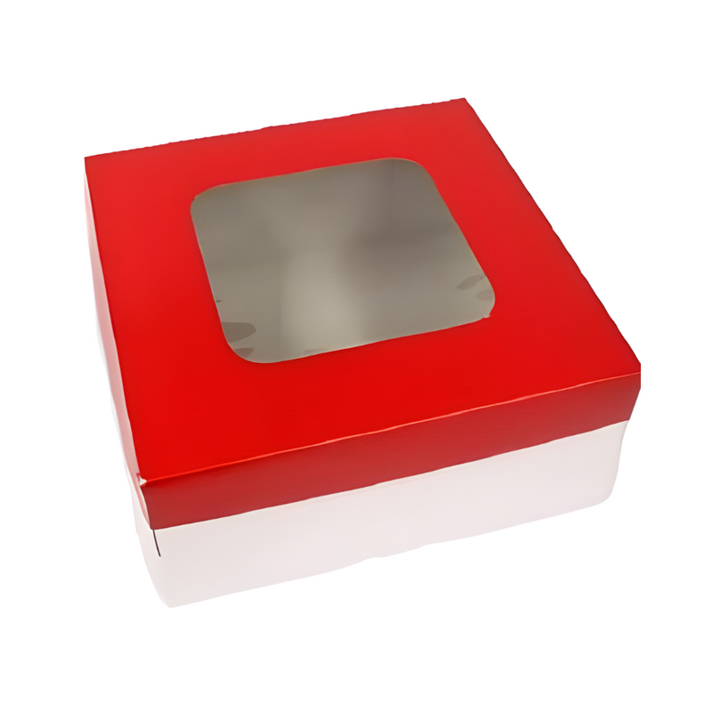 EHB Cake Box Red Top 8''x 8''x 4'' 5's