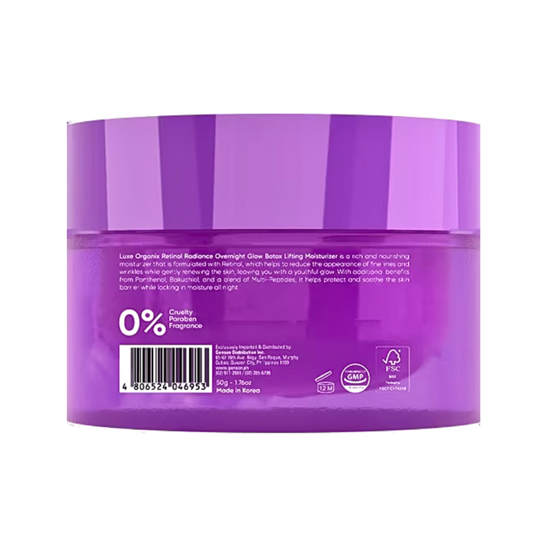 Luxe Organix Retinol Radiance Overnight Glow Botox Lifting Moisturizer 50g