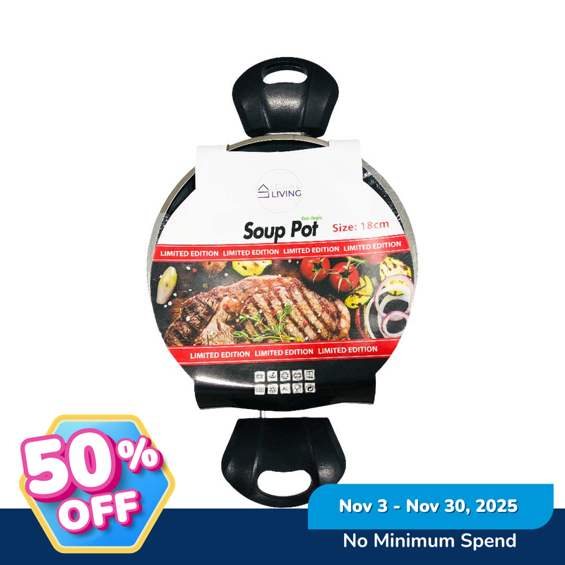 Ideal Living Soup Pot With Glass Lid 18cm