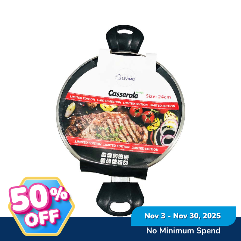 Ideal Living Casserole With Glass Lid 24cm