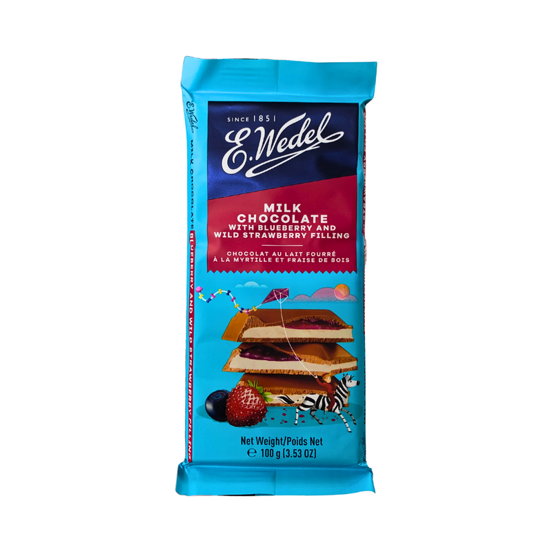 E. Wedel Milk Chocolate With Blueberry And Wild Strawberry Filling 100g