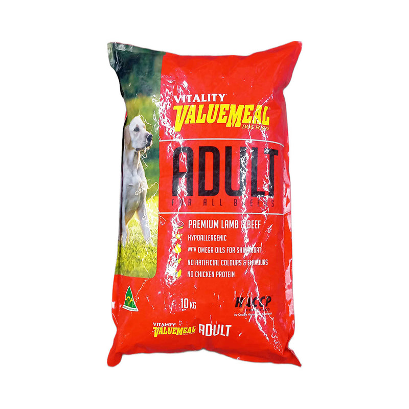Vitality Value Meal Adult Dog Food Premium Lamb And Beef Small Bites 10kg