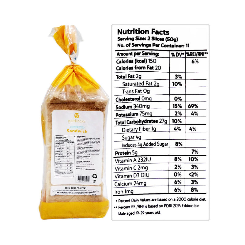 Goldilocks Pandelicious Sandwich Bread 550g