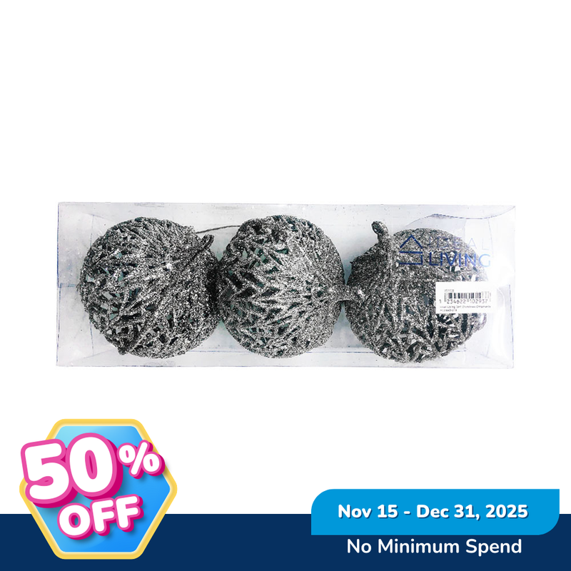 Ideal Living Glitter Ball Christmas Ornaments 3's