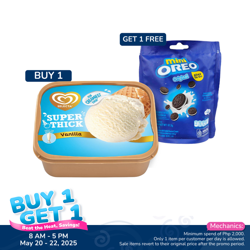 Selecta Classic Ice Cream Vanilla 1.3L Free Oreo Mini Sandwich Cookies Vanilla 61.3g