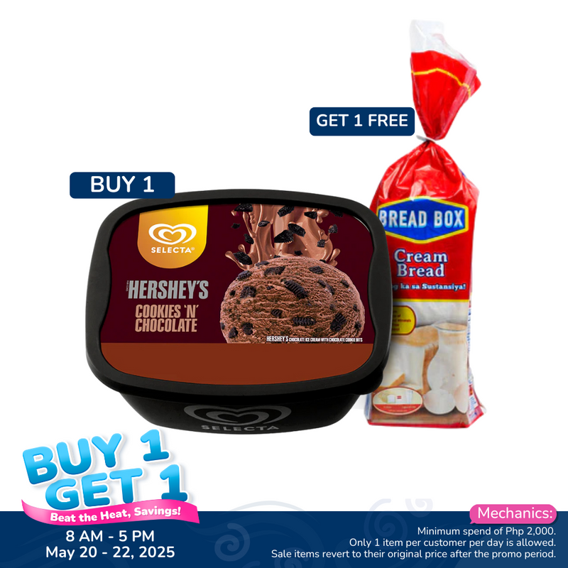Selecta Supreme Ice Cream Hershey's Cookies And Chocolate 1.3L Free Bread Box Cream Bread 530g
