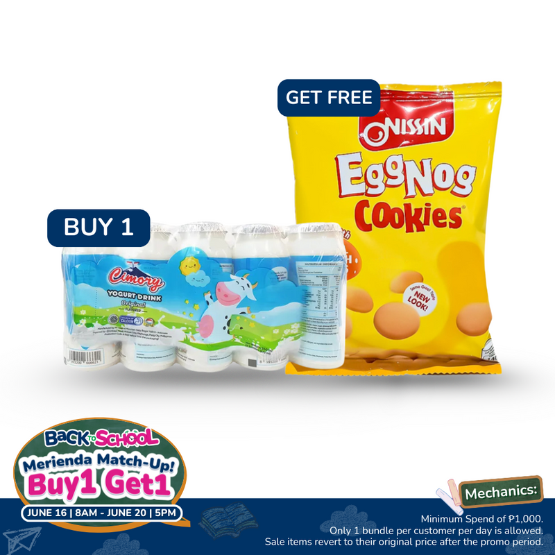 Cimory Yogurt Drink Original 70ml x 4's + 1 Free Nissin Eggnog Cookies 32g