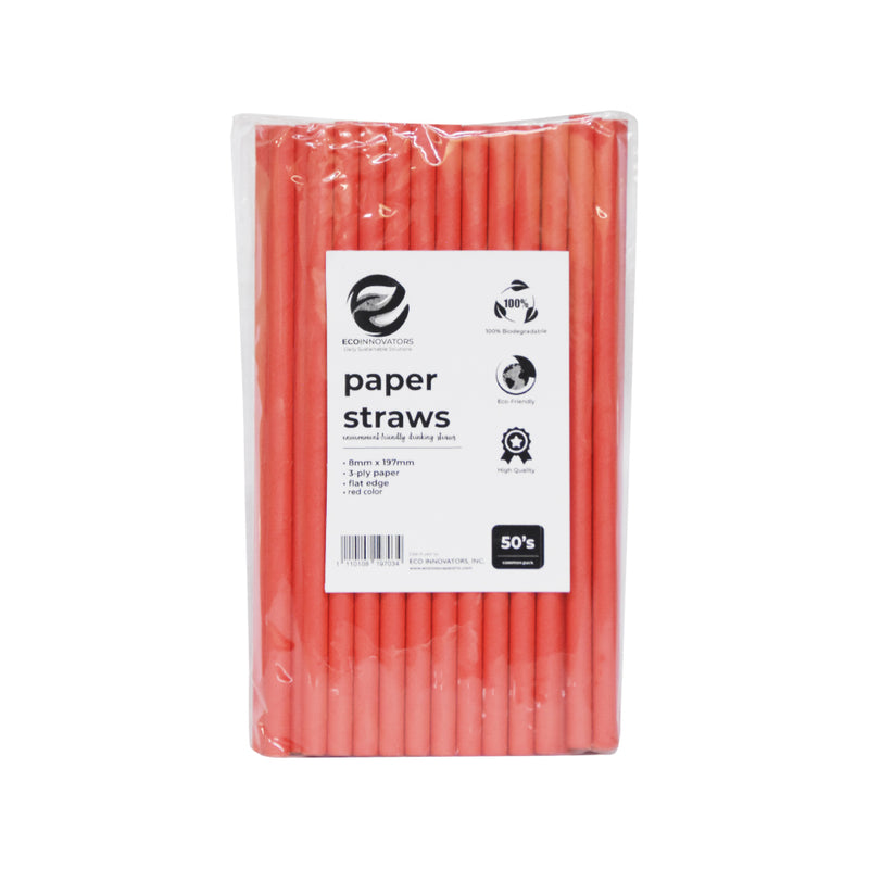 Eco Paper Straw Red 50’s