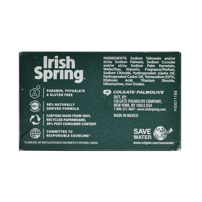 Irish Spring Deep Action Scrub Deodorant Bar Soap 104.8g (3.7oz)