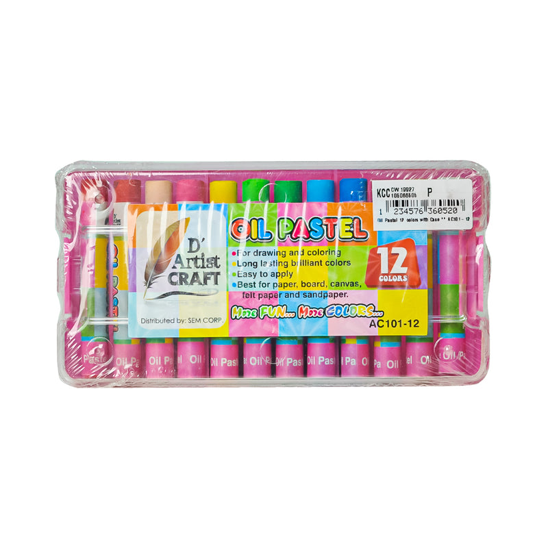 D Artist Craft Oil Pastel With Case 12 Colors