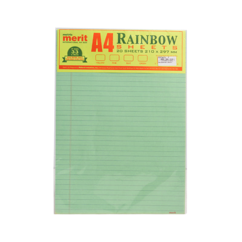 Merit Rainbow Sheet A4 Green 20's