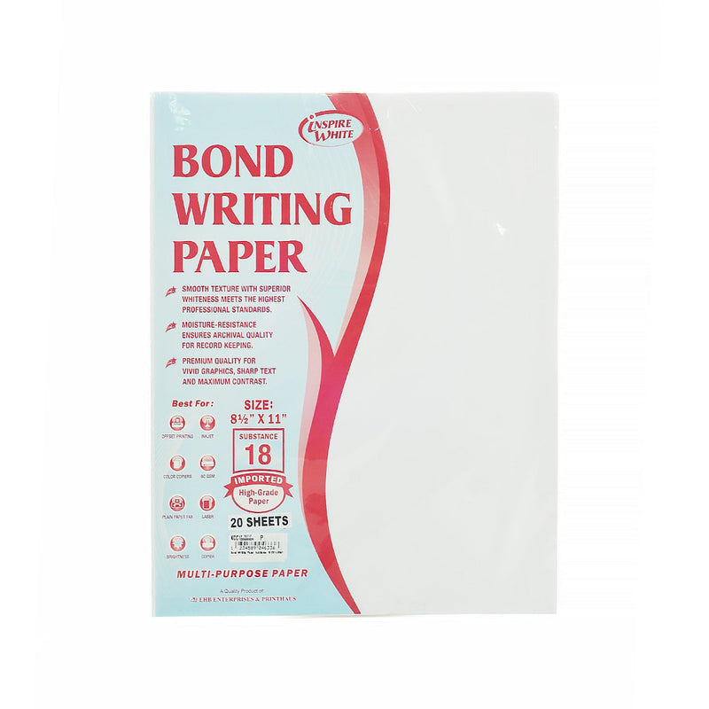 Inspire White Bond Writing Paper Substance 18 Short 20’s