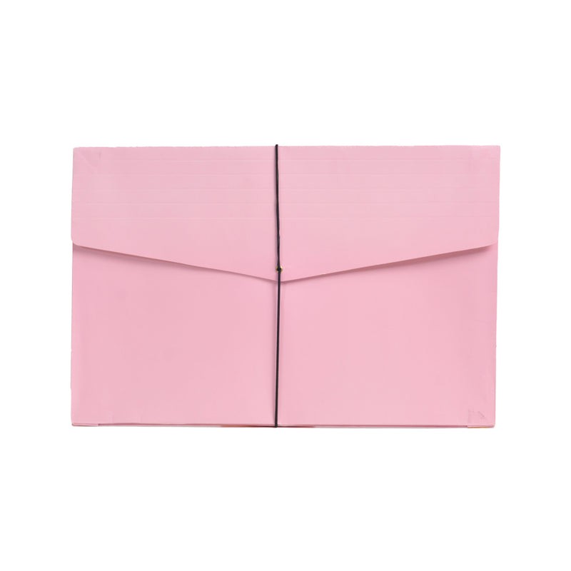 Pastel Expanding Envelope With Cord Long Pink