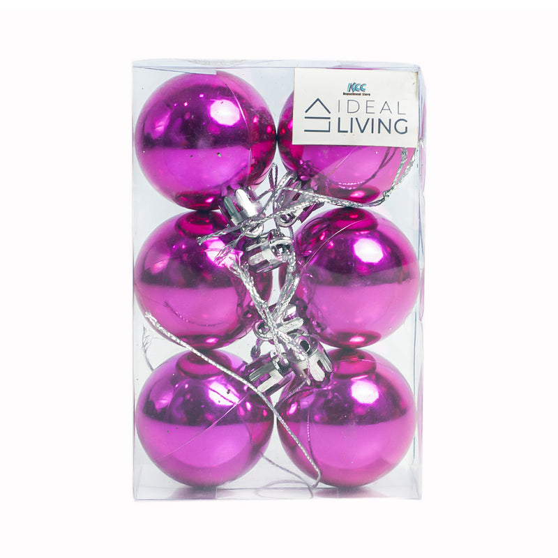 Ideal Living Shiny Balls Plain Fuchsia 4cm 6's