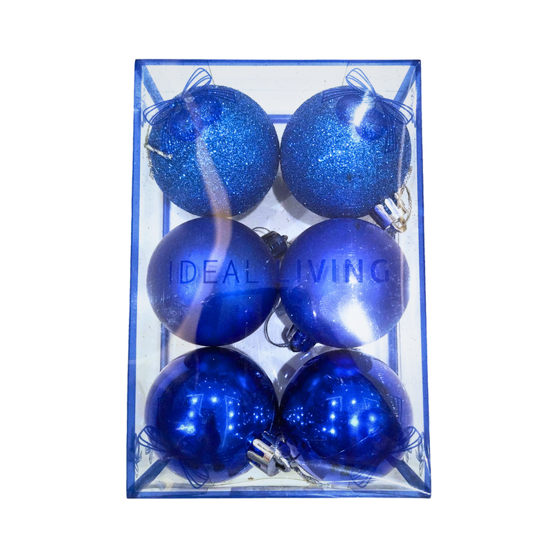 Ideal Living Shiny/Matte/Glittered Balls Blue 7cm 6's