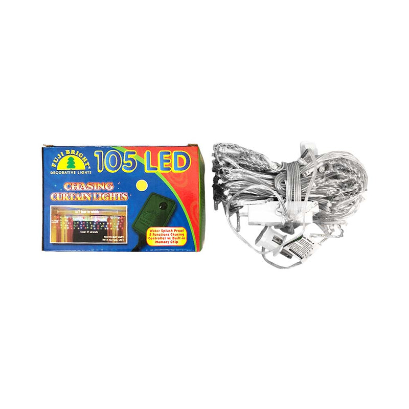 Fuji Bright 105 LED Christmas Light Chasing Curtain Light Clear Wire S105-C