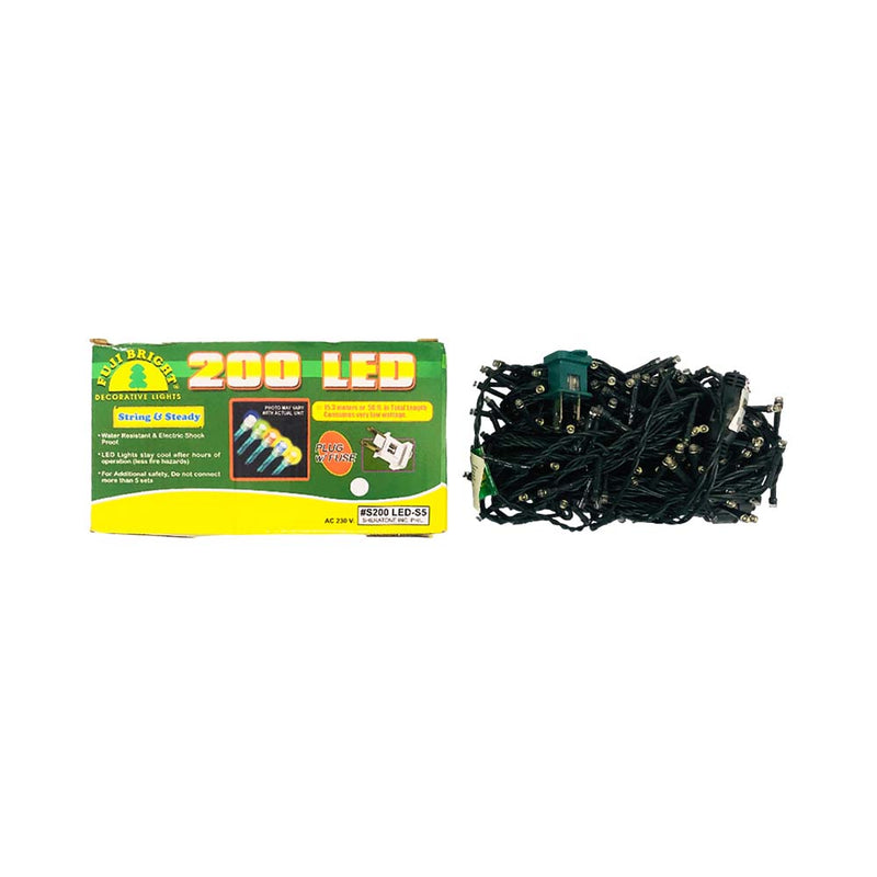 Fuji Bright 200 LED Christmas Light Steady Light Green Wire White 15.3m