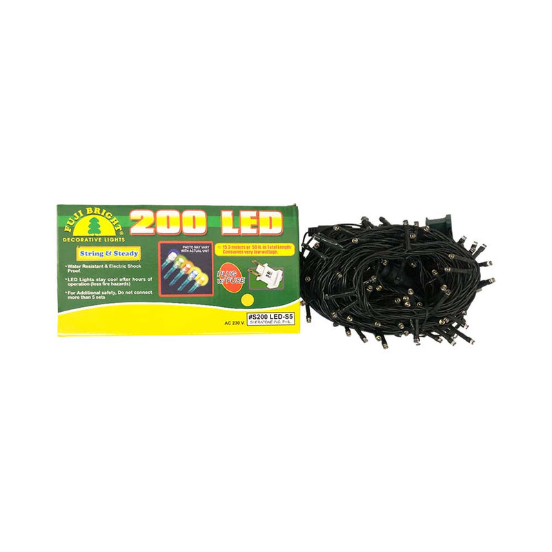 Fuji Bright 200 LED Steady Light Green Wire Warm White