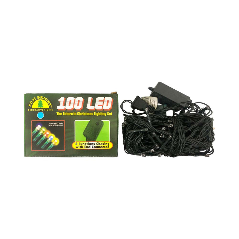 Fuji Bright 100 LED Chasing String Light With 8 Function & End Connector Green Wire Blue 8.3m