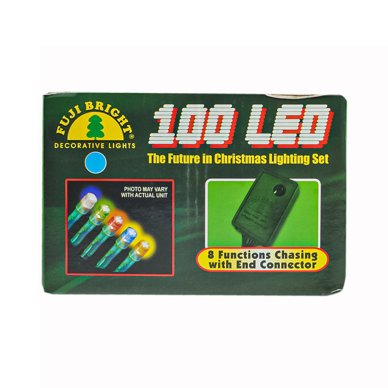 Fuji Bright 100 LED Chasing String Light With 8 Function And End Connector Green Wire Blue 8.3m