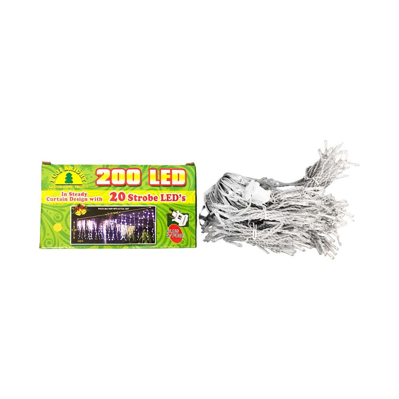 Fuji Bright 200 LED Christmas Light Steady Curtain Light With 20 Strobes S200LED-CL
