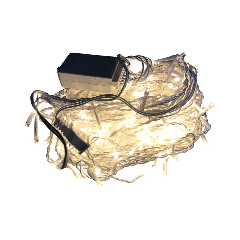 Fuji Bright 200 LED Chasing Curtain Light White Wire Warm White 3.7m