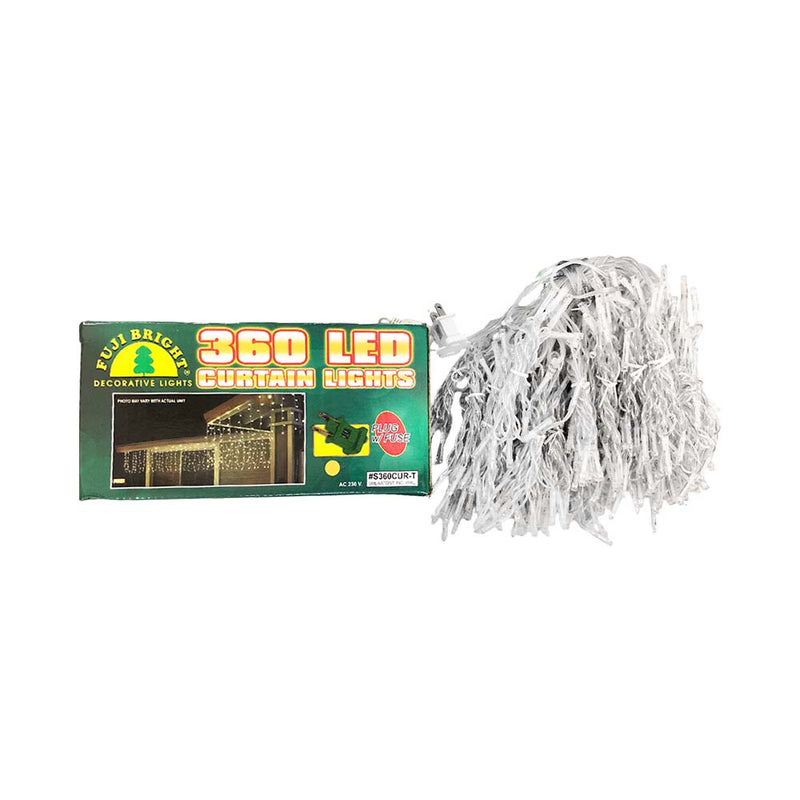 Fuji Bright 360 LED Steady Curtain Light With End Connector Clear White Warm White 5.8m
