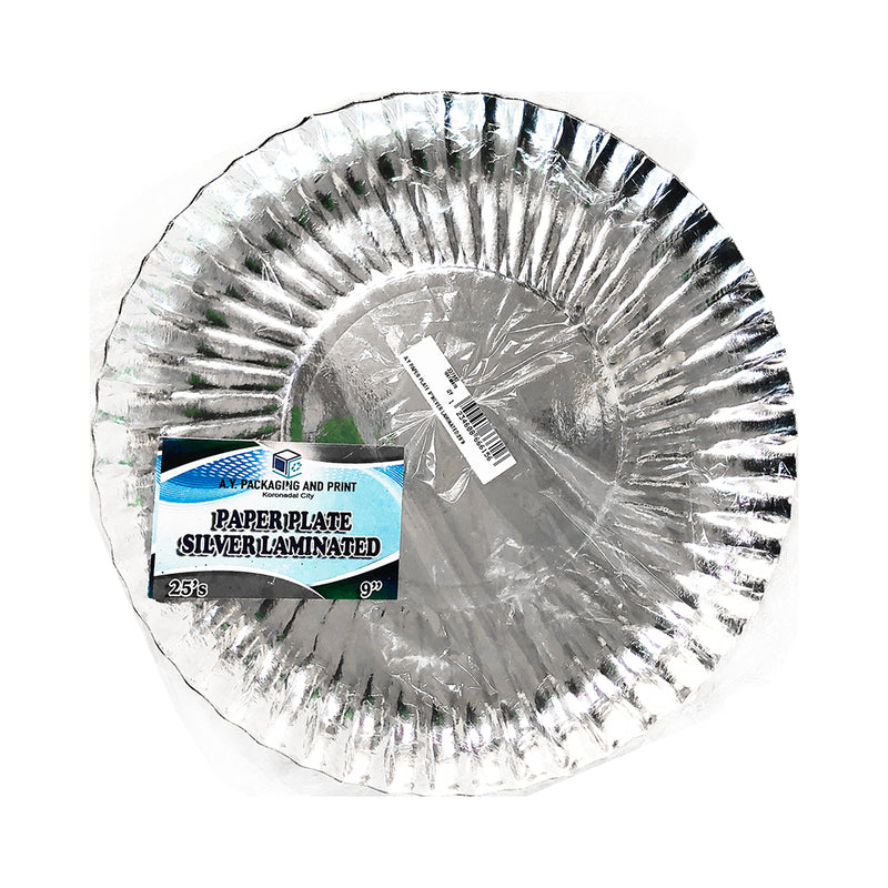 A.Y Paper Plate Silver Laminated 9in