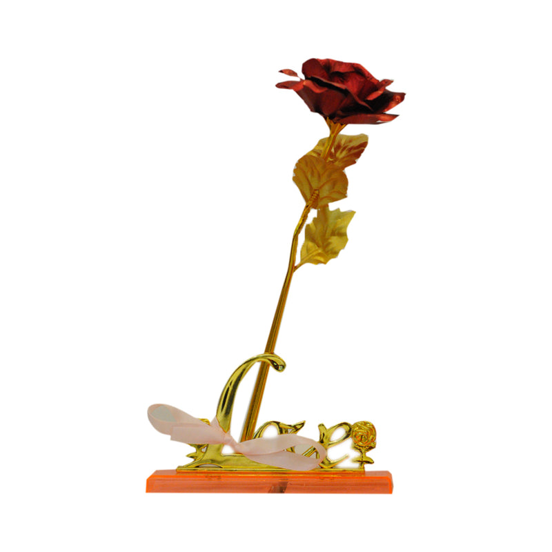 Ideal Living Gold Plated Single Rose With Stand