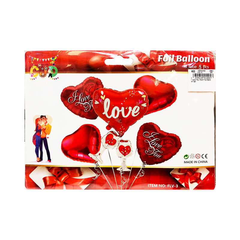 I Love You Heart Foil Balloon Set