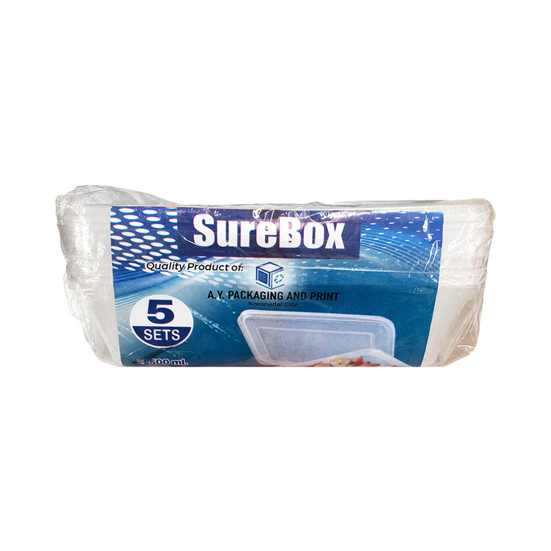 A.Y Rectangular Microwavable Container With Lids 500ml 5's