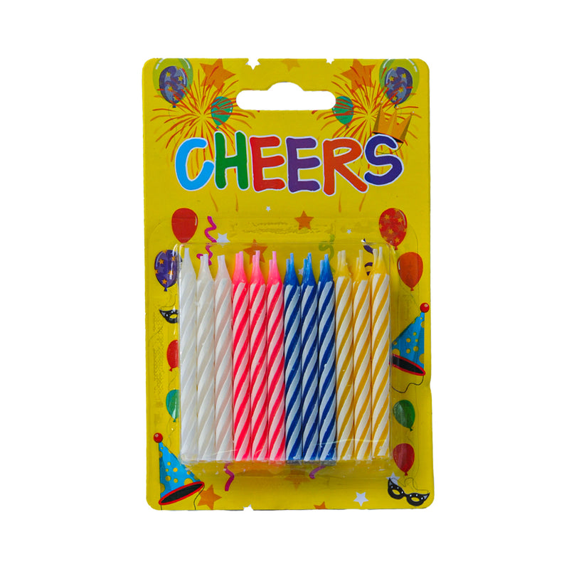 Bw Cheers Spiral Candle Small Assorted 24's