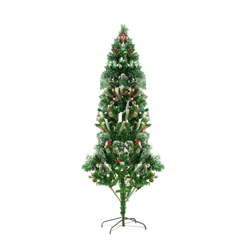 Ideal Living Christmas Tree With Snow Effect And Cherries Green 7ft